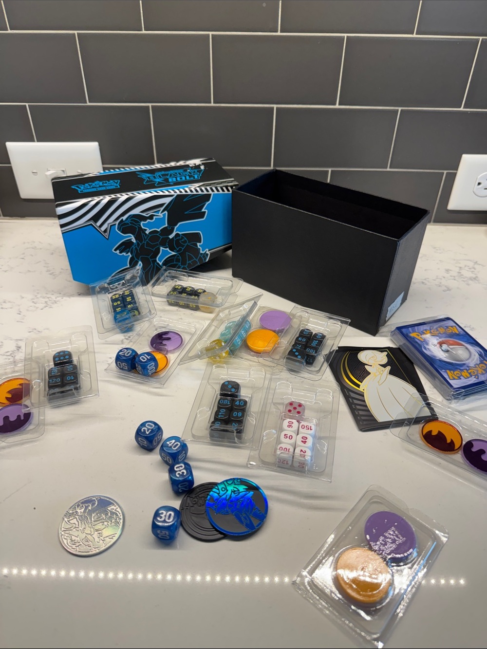 Pokemon Blue and Black Dice & Token Accessory Set